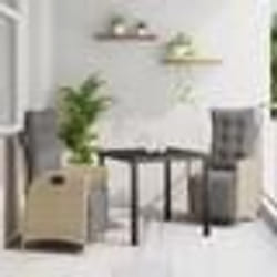 vidaXL Set de jardin 3 pièces en polyrotin beige