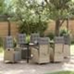 vidaXL Ensemble de salle à manger de jardin 7 pièces en rotin synthétique beige