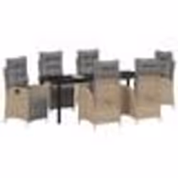 vidaXL Ensemble de salle à manger de jardin 7 pièces en poly rattan beige