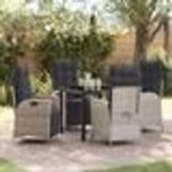 vidaXL Set de 5 pièces de salle à manger de jardin gris clair en poly rattan