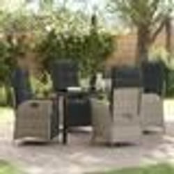 vidaXL Ensemble de repas de jardin 5 pièces gris clair en poly rattan