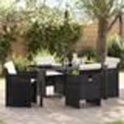 vidaXL Ensemble de jardin 5 pièces avec coussins, noir en rattan synthétique