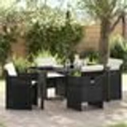 vidaXL Ensemble de jardin 5 pièces avec coussins, noir en rattan synthétique
