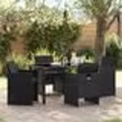 vidaXL Ensemble de salle à manger de jardin 5 pièces avec coussins en poly rotin noir