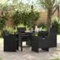 vidaXL Ensemble de salle à manger de jardin 5 pièces avec coussins en poly rotin noir