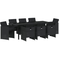Vidaxl - Ensemble de jardin 9 pièces avec coussins en rattan synthétique noir