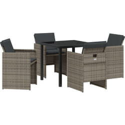 Vidaxl - Ensemble de Salle à Manger de Jardin 5 Pièces avec Coussins Gris en Rattan Synthétique