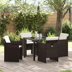 vidaXL Ensemble de jardin 5 pièces avec coussins en poly rotin marron