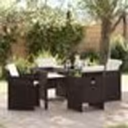 vidaXL Ensemble de Salle à Manger de Jardin - 5 pièces avec coussins marron en poly rattan