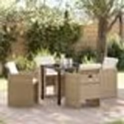 vidaXL Ensemble de jardin 5 pièces avec coussins beige en poly rotin