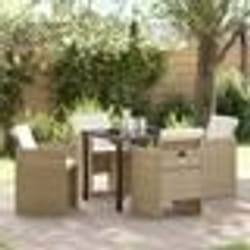 vidaXL Ensemble de jardin 5 pièces avec coussins beige en poly rotin