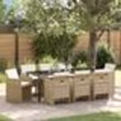 vidaXL Ensemble de salle à manger de jardin de 9 pièces avec coussins beige en rattan poly.