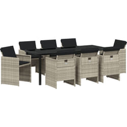 Vidaxl - Ensemble de salle à manger de jardin 9 pièces avec coussins gris clair en poly rotin