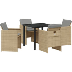 Vidaxl - Ensemble de Salle à Manger de Jardin 5 Pièces avec Coussins Beiges en Rotin Synthétique