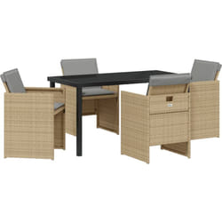 Vidaxl - Ensemble de salle à manger de jardin 5 pièces avec coussins beige en poly rattan