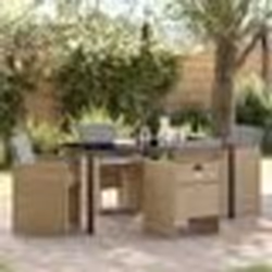 vidaXL Ensemble salle à manger jardin 5 pièces avec coussins beige en poly rotin