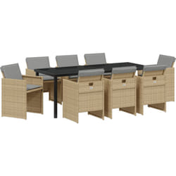 Vidaxl - Ensemble de jardin 9 pièces avec coussins beige en poly rotin