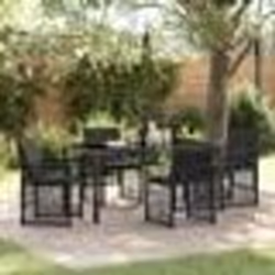 Ensemble de Salle à Manger de Jardin 5 Pièces avec Coussins Rappel Noir Poly Rattan