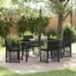 Ensemble de Salle à Manger de Jardin 5 Pièces avec Coussins Rappel Noir Poly Rattan