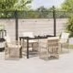 Ensemble de salle à manger de jardin 5 pièces avec coussins beige poly rattan