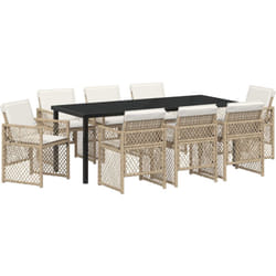Vidaxl - Ensemble de salle à manger de jardin de 9 pièces avec coussins Beige Poly Rotin