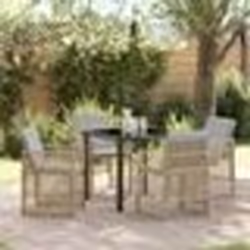 Ensemble de repas de jardin vidaXL 5 pièces avec coussins beige en poly rattan
