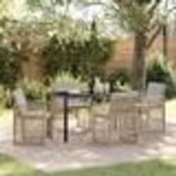 vidaXL Ensemble de Salle à Manger de Jardin 5 Pièces avec Coussins Beige en Poly Rotin