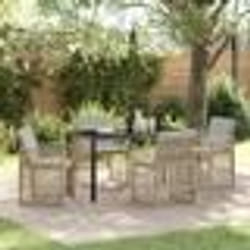 vidaXL Ensemble de Salle à Manger de Jardin 5 Pièces avec Coussins Beige en Poly Rotin