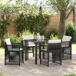 Vidaxl - Ensemble de Salle à Manger de Jardin de 5 Pièces avec Coussins en Poly Rattan Noir
