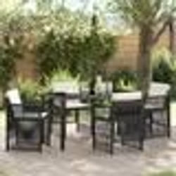 vidaXL Ensemble de salle à manger de jardin 5 pièces avec coussins en poly rotin noir