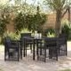 vidaXL Ensemble de jardin 5 pièces avec coussins noirs en poly rattan