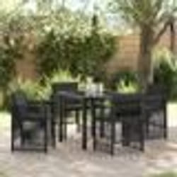 vidaXL Ensemble de jardin 5 pièces avec coussins noirs en poly rattan