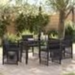 vidaXL Ensemble de jardin 5 pièces avec coussins noirs en poly rattan
