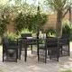 vidaXL Ensemble de jardin 5 pièces avec coussins noirs en poly rattan