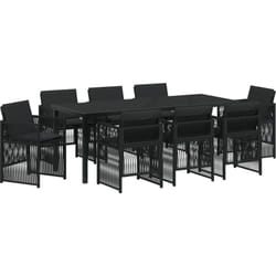 Vidaxl - Ensemble de jardin 9 pièces avec coussins en poly rotin noir