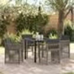 vidaXL Ensemble de Salle à Manger de Jardin de 5 Pièces avec Coussins Gris en Poly Rattan