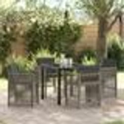 vidaXL Ensemble de Salle à Manger de Jardin de 5 Pièces avec Coussins Gris en Poly Rattan