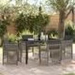 vidaXL Ensemble de salle à manger de jardin 5 pièces avec coussins gris en poly rotin