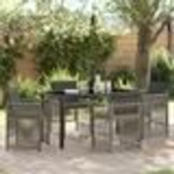 vidaXL Ensemble de salle à manger de jardin 5 pièces avec coussins gris en poly rotin