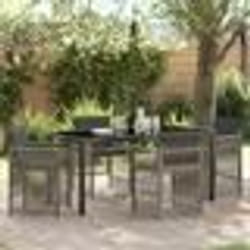 vidaXL Ensemble de salle à manger de jardin 5 pièces avec coussins gris en polyrotin