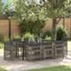 vidaXL Ensemble de salle à manger de jardin 9 pièces avec coussins gris