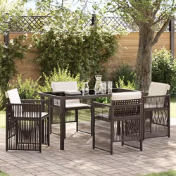vidaXL Ensemble de salle à manger de jardin 5 pièces en poly rotin brun