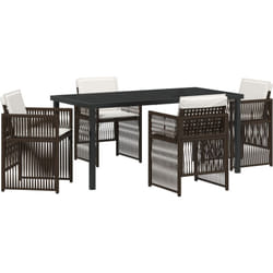 Vidaxl - Ensemble de jardin 5 pièces avec coussins marron en rotin synthétique