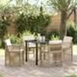 vidaXL Ensemble de salle à manger de jardin 5 pièces avec coussins en poly rattan beige.