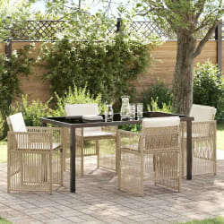 vidaXL Ensemble de salle à manger de jardin 5 pièces avec coussins en rattan polybeige
