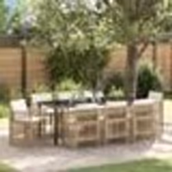 vidaXL Ensemble de salle à manger de jardin 9 pièces avec coussins en polyrotin beige