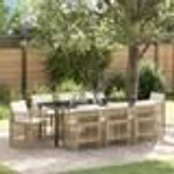 vidaXL Ensemble de salle à manger de jardin 9 pièces avec coussins en polyrotin beige