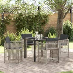 vidaXL Ensemble de jardin de 5 pièces avec coussins en poly rotin gris clair