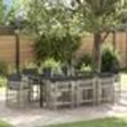 vidaXL Ensemble de salle à manger de jardin 9 pièces avec coussins en poly rotin gris clair