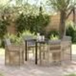 vidaXL Ensemble de jardin 5 pièces avec coussins beiges en rotin synthétique